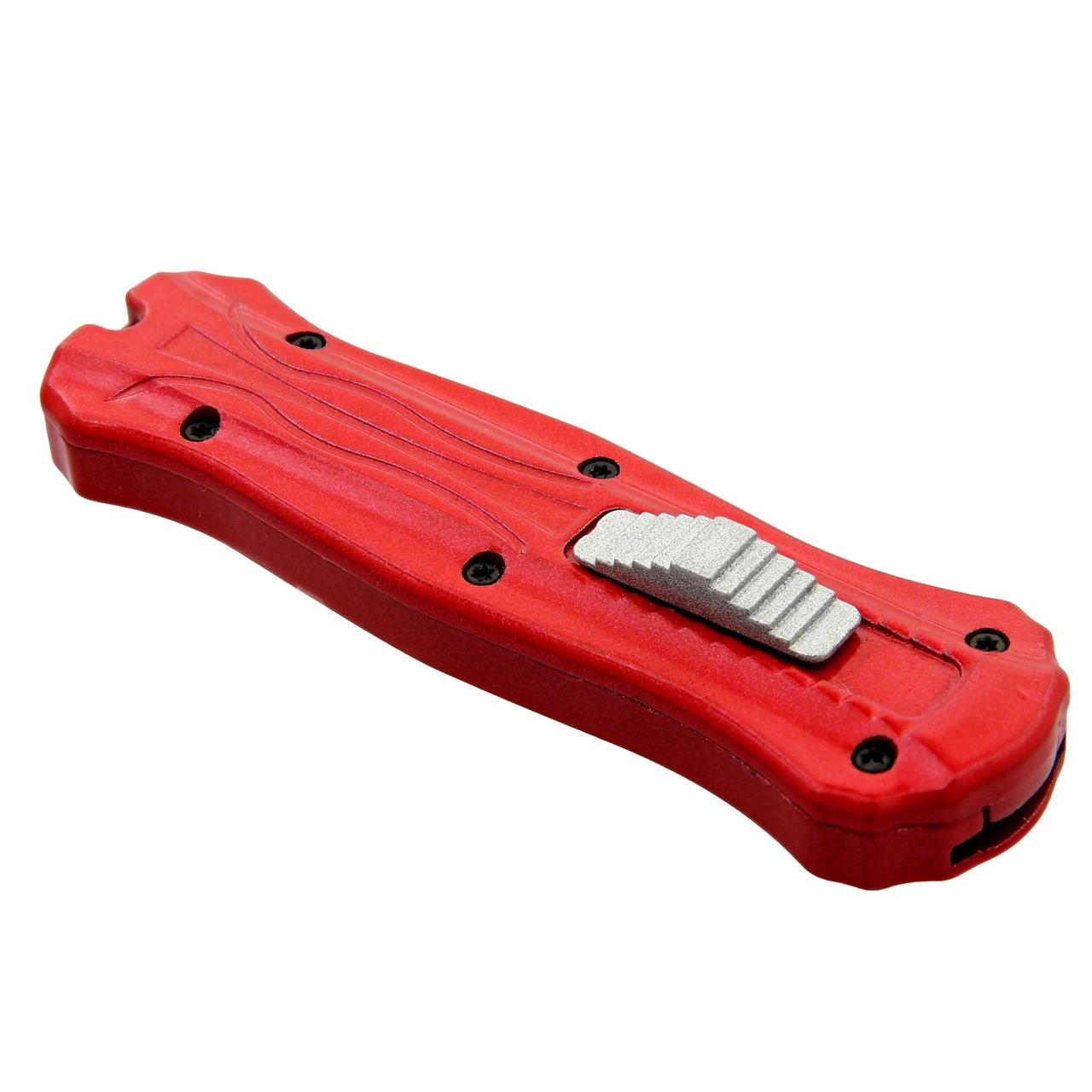 Red Fruit Automatic Mini California Legal Double Edge Out The Front OTF Knife W/ Contoured Handle & Belt Clip 5 Red Fruit Automatic Mini California Legal Double Edge Out The Front OTF Knife W/ Contoured Handle & Belt Clip - Image 3