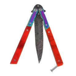 Heavy Duty Whiskey Outlaw Balisong Damascus Knife -Knife Sales Store 8BC550PKRB D1 79988.1665284743