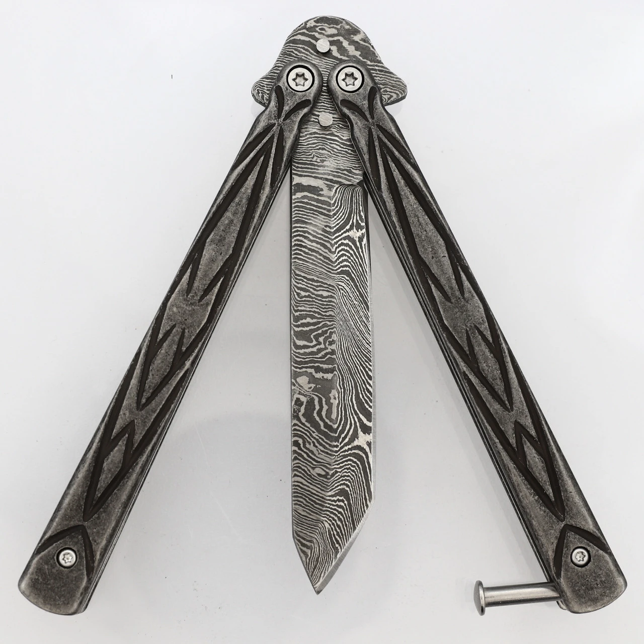 Butterfly Sudden Fatality Tribal Balisong Fanning Knife | Tanto Damascus Steel Blade 7 Butterfly Sudden Fatality Tribal Balisong Fanning Knife | Tanto Damascus Steel Blade - Image 5