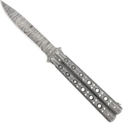 Steel Coal Strike Butterfly Knife | Damascus Steel Drop Point Blade