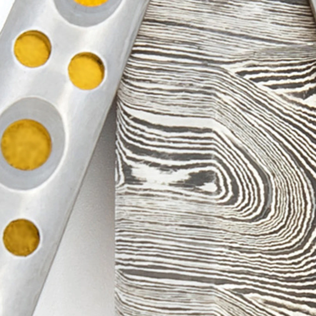 Gold Panning Clip Point Balisong Butterfly Knife Flipper | Damascus Steel Blade | Drop Point 4 Gold Panning Clip Point Balisong Butterfly Knife Flipper | Damascus Steel Blade | Drop Point - Image 2