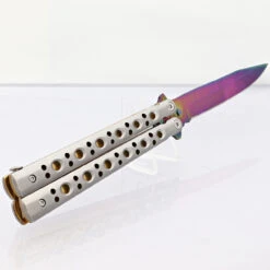 Copy Of Gold Panning Clip Point Balisong Butterfly Knife Flipper | Titanium Damascus Steel Blade | Drop Point -Knife Sales Store BF2489 D3 05 58222.1691080191