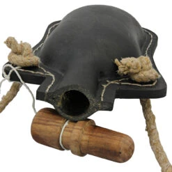 Adam’s Ale Functional 48 Oz. Genuine Black Leather Drinking Canteen Bottle W/ Rope Strap & Wooden Stopper -Knife Sales Store BOL3019BK 03 39061.1693256521