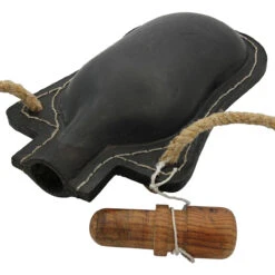 Adam’s Ale Functional 48 Oz. Genuine Black Leather Drinking Canteen Bottle W/ Rope Strap & Wooden Stopper -Knife Sales Store BOL3019BK 04 53246.1693256521