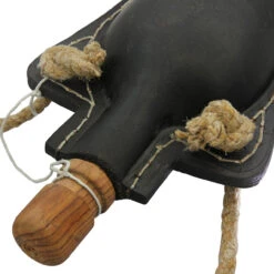 Adam’s Ale Functional 48 Oz. Genuine Black Leather Drinking Canteen Bottle W/ Rope Strap & Wooden Stopper -Knife Sales Store BOL3019BK 05 79924.1693256521