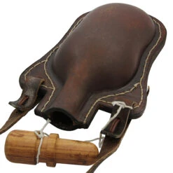 Ranch Hand 48 Oz. Handmade Brown Genuine Leather Bottle Canteen W/ Wooden Stopper & Leather Shoulder Strap -Knife Sales Store BOL3019LBR 04 12470.1693256577