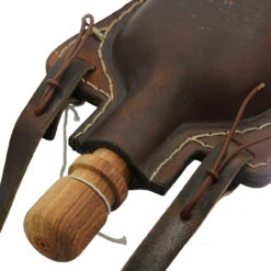 Ranch Hand 48 Oz. Handmade Brown Genuine Leather Bottle Canteen W/ Wooden Stopper & Leather Shoulder Strap -Knife Sales Store BOL3019LBR 05 58481.1693256577
