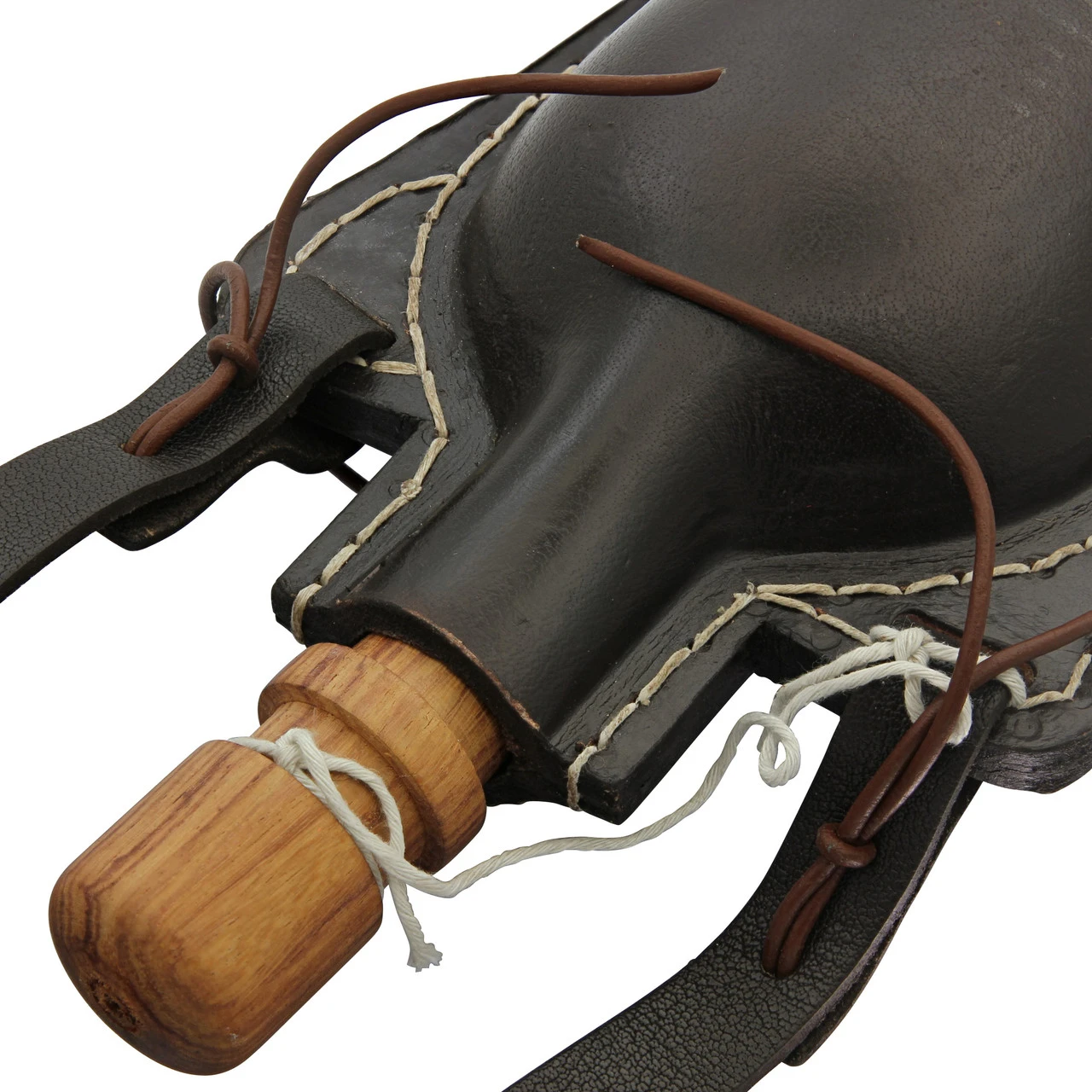 Hoof It 48 Oz. Natural Handmade Dark Brown Genuine Leather Drinking Bottle Canteen W/ Leather Shoulder Strap & Wooden Stopper 7 Hoof It 48 Oz. Natural Handmade Dark Brown Genuine Leather Drinking Bottle Canteen W/ Leather Shoulder Strap & Wooden Stopper - Image 5