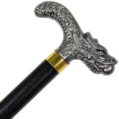 Pearl Courier Chinese Folklore Dragon Derby Style Handle Pewter Finish Costume Walking Sword Cane -Knife Sales Store CS3093 04 50054.1692806318