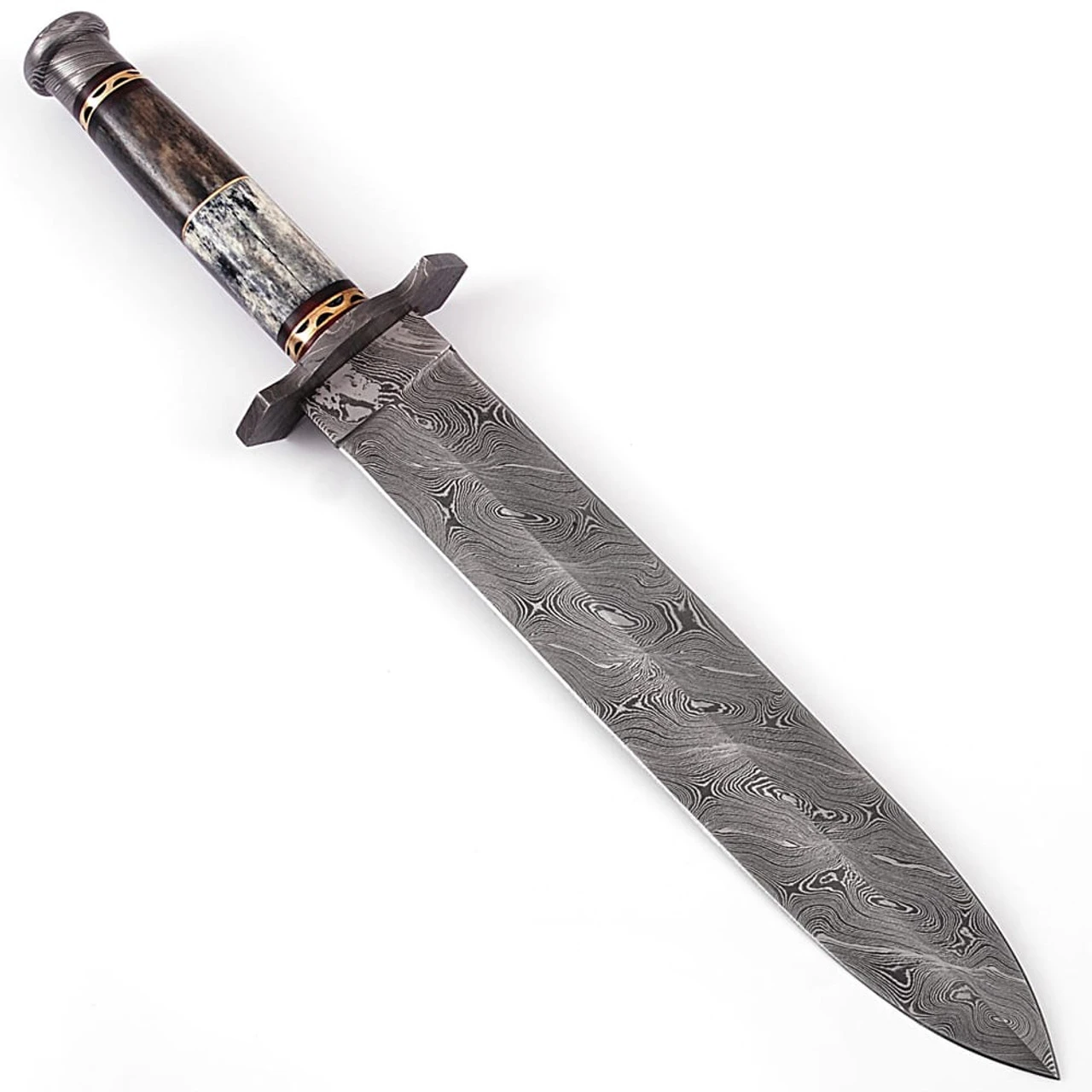 Legion Of The Damned Damascus Steel Dagger With Leather Sheath 4 Legion Of The Damned Damascus Steel Dagger With Leather Sheath - Image 2