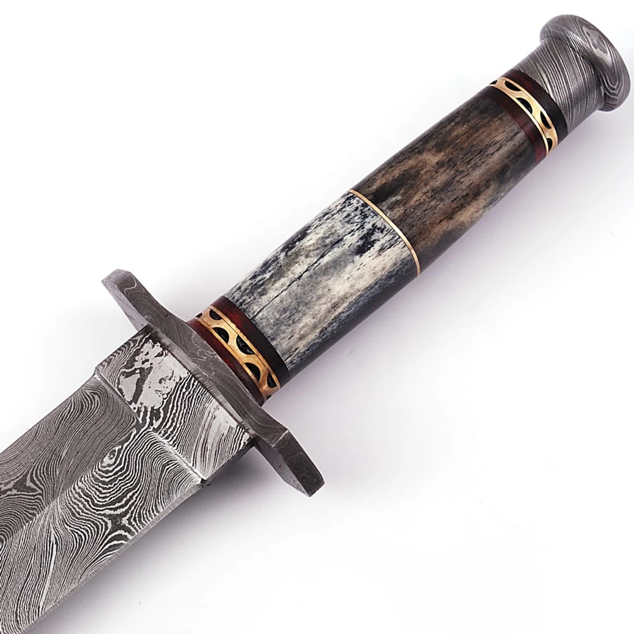 Legion Of The Damned Damascus Steel Dagger With Leather Sheath 5 Legion Of The Damned Damascus Steel Dagger With Leather Sheath - Image 3