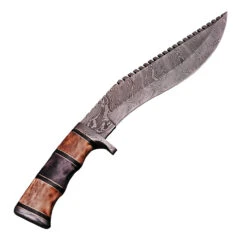 Righteous Victory Damascus Steel Kukri Sawback Machete Hunting Knife With Sheath -Knife Sales Store DHK2270 86333.1595363549
