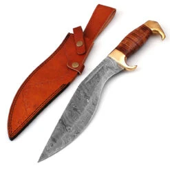 Nation Eradicator Damascus Steel Full Tang Kukri Knife
