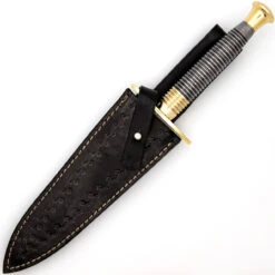 Full Damascus Steel Commando Knife | Pattern Welded Steel Full Tang Replica JSOC Dagger With Leather Sheath -Knife Sales Store DHK3049BR 36036.1681328303
