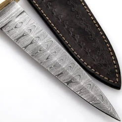 Full Damascus Steel Commando Knife | Pattern Welded Steel Full Tang Replica JSOC Dagger With Leather Sheath -Knife Sales Store DHK3049BR 99392.1681328304