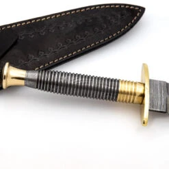 Full Damascus Steel Commando Knife | Pattern Welded Steel Full Tang Replica JSOC Dagger With Leather Sheath -Knife Sales Store DHK3049BR 96885.1681328303