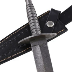 Full Damascus Steel Commando Knife | Pattern Welded Steel Full Tang Replica JSOC Dagger With Leather Sheath -Knife Sales Store DHK3049 12972.1681328302