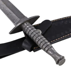 Full Damascus Steel Commando Knife | Pattern Welded Steel Full Tang Replica JSOC Dagger With Leather Sheath -Knife Sales Store DHK3049 76701.1681328302