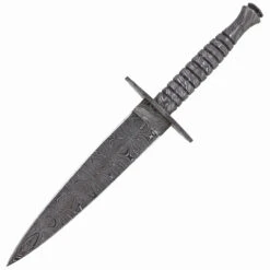 Full Damascus Steel Commando Knife | Pattern Welded Steel Full Tang Replica JSOC Dagger With Leather Sheath -Knife Sales Store DHK3049 69780.1681328302