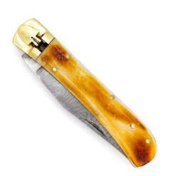 Ashen Reflex Clip Point Automatic Damascus Lever Lock Knife -Knife Sales Store DLV2759 97170.1665152825