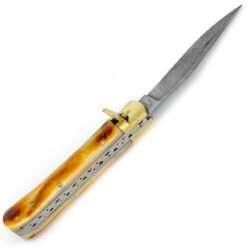 Ashen Reflex Clip Point Automatic Damascus Lever Lock Knife -Knife Sales Store DLV2759 36757.1665152825