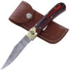 Ember In Veins Damascus Clip Point Automatic Switchblade Lever Lock Knife -Knife Sales Store DLV2892 78372.1651785164