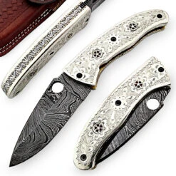 Chrysanthemum Damascus Folding Pocket Knife -Knife Sales Store DM2040 19404.1564503948
