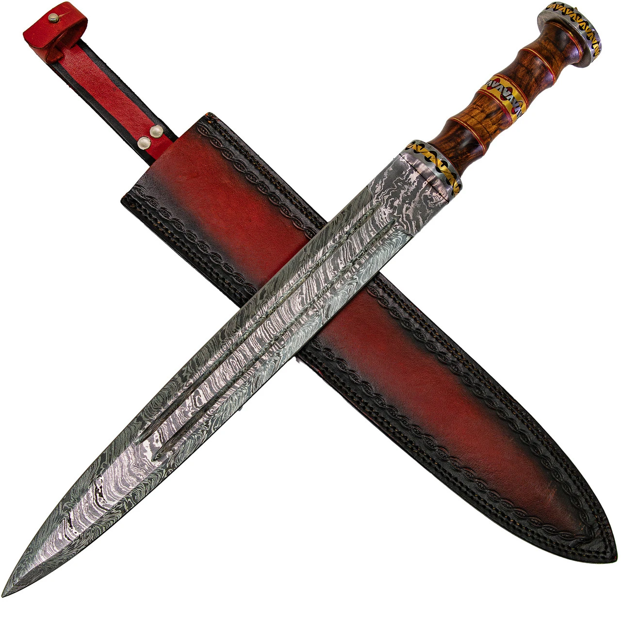 Ancient Conflict Gladius Style Medieval Roman Damascus Steel Short Sword 3 Ancient Conflict Gladius Style Medieval Roman Damascus Steel Short Sword