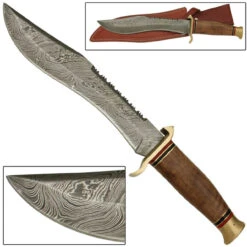 Buffalothorn Damascus Hunting Knife With Sienna Sheath -Knife Sales Store DM60 07563.1564502236