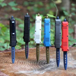 White Gold Miniature Damascus Steel Spear Point Automatic Out The Front Knife 9 White Gold Miniature Damascus Steel Spear Point Automatic Out The Front Knife -Knife Sales Store DS65 53964.1600872813