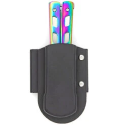 Rainbow Warrior Sunrise Butterfly Knife | Titanium Damascus | Drop Point | Holster Included -Knife Sales Store GBS35 68143.1691162881