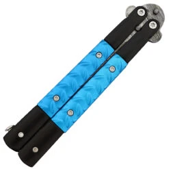 Azure Sky Butterfly Knife With Hard ABS Sheath | Damascus Steel | Tanto Point Blade -Knife Sales Store GBS40 D2 03 80214.1691164384