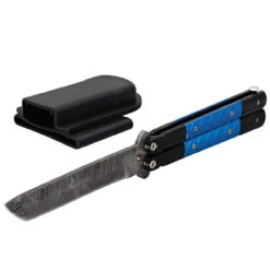 Azure Sky Butterfly Knife With Hard ABS Sheath | Damascus Steel | Tanto Point Blade -Knife Sales Store GBS40 D2 04 15166.1691164384