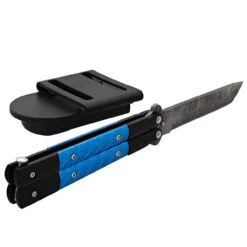 Azure Sky Butterfly Knife With Hard ABS Sheath | Damascus Steel | Tanto Point Blade -Knife Sales Store GBS40 D2 05 29934.1691164384