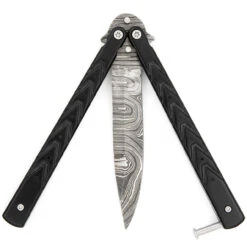 Black Butterfly Balisong Knife With Hard ABS Sheath | Drop Point Blade | Damascus Steel -Knife Sales Store GBS47 D1 10250.1691421164