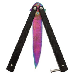 Black Butterfly Balisong Knife With Hard ABS Sheath | Drop Point Blade | Titanium Damascus Steel -Knife Sales Store GBS47 D3 02 64619.1691423175