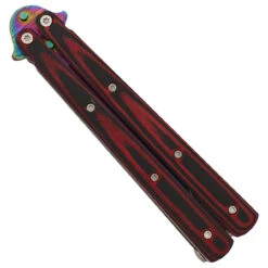 Micarta Simple Butterfly Red & Black Knife W/ ABS Belt Holster | Titanium Damascus Steel Blade | Drop Point -Knife Sales Store GBS49 D3 03 22208.1691425582