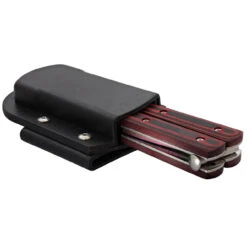 Micarta Simple Butterfly Red & Black Knife W/ ABS Belt Holster | Titanium Damascus Steel Blade | Drop Point -Knife Sales Store GBS49 D3 05 23014.1691425582