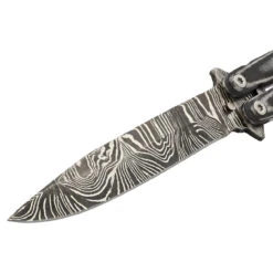 Micarta Simple Butterfly Black Knife | Damascus Steel Blade | Drop Point -Knife Sales Store GBS50 D1 01 68475.1691433816