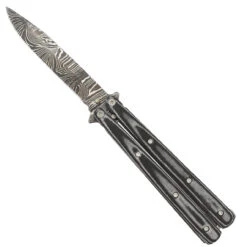 Micarta Simple Butterfly Black Knife | Damascus Steel Blade | Drop Point