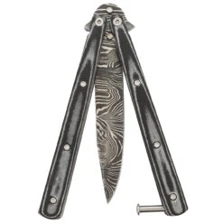 Micarta Simple Butterfly Black Knife | Damascus Steel Blade | Drop Point -Knife Sales Store GBS50 D1 04 85474.1691433816
