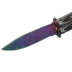 Micarta Simple Butterfly Black Knife | Titanium Damascus Steel Blade | Drop Point -Knife Sales Store GBS50 D3 01 74651.1691434198