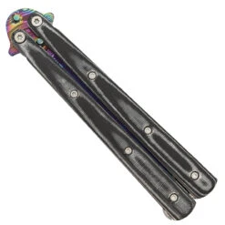 Micarta Simple Butterfly Black Knife | Titanium Damascus Steel Blade | Drop Point -Knife Sales Store GBS50 D3 05 21496.1691434198