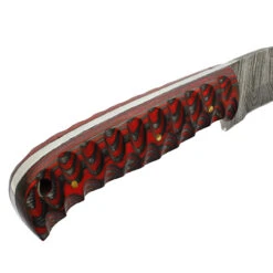 Twirling Crimson Hand Forged Full Tang Damascus Steel Small Medium Game Hunting Knife W/ Genuine Leather Sheath & Textured Dyed Wood Scales 11 Twirling Crimson Hand Forged Full Tang Damascus Steel Small Medium Game Hunting Knife W/ Genuine Leather Sheath & Textured Dyed Wood Scales -Knife Sales Store HKD3166 04 31694.1693333513