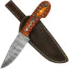 Jagged Rose Full Tang Clip Point Hand Forged Damascus Steel Small Medium Game Hunting Knife W/ Genuine Leather Sheath & Dyed Birch Wood Scales -Knife Sales Store HKD3167 01 74452.1693326306