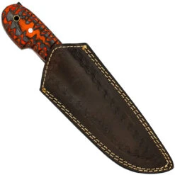 Jagged Rose Full Tang Clip Point Hand Forged Damascus Steel Small Medium Game Hunting Knife W/ Genuine Leather Sheath & Dyed Birch Wood Scales -Knife Sales Store HKD3167 05 50575.1693326306
