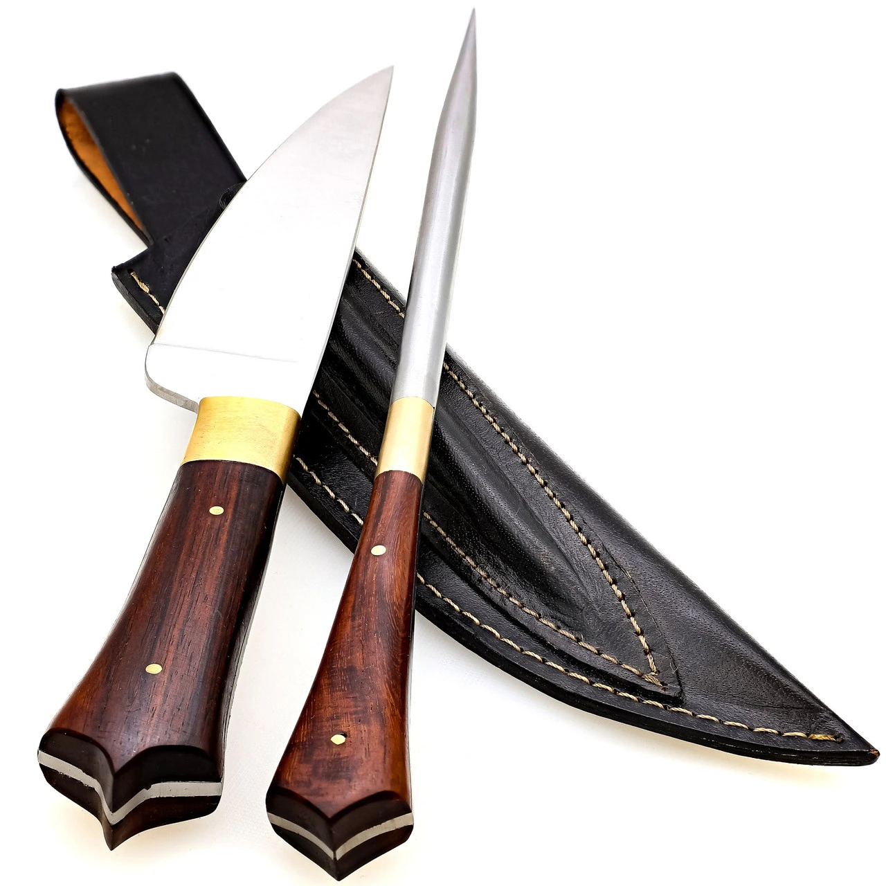 Hand Forged Outdoor Camping Grilling Utensil Knife & Rod Set | Genuine Bovine Leather Sheath Included 5 Hand Forged Outdoor Camping Grilling Utensil Knife & Rod Set | Genuine Bovine Leather Sheath Included - Image 3