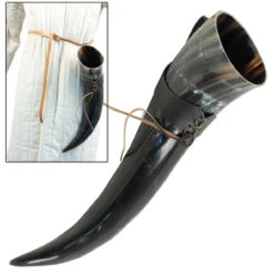 XL Drinking Horn With Black Leather Belt Frog -Knife Sales Store IN4200LHBK 96439.1564501896