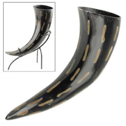 Fire Burned Medieval Drinking Horn With Metal Stand 9 Fire Burned Medieval Drinking Horn With Metal Stand -Knife Sales Store IN4212IS 26519.1564501762
