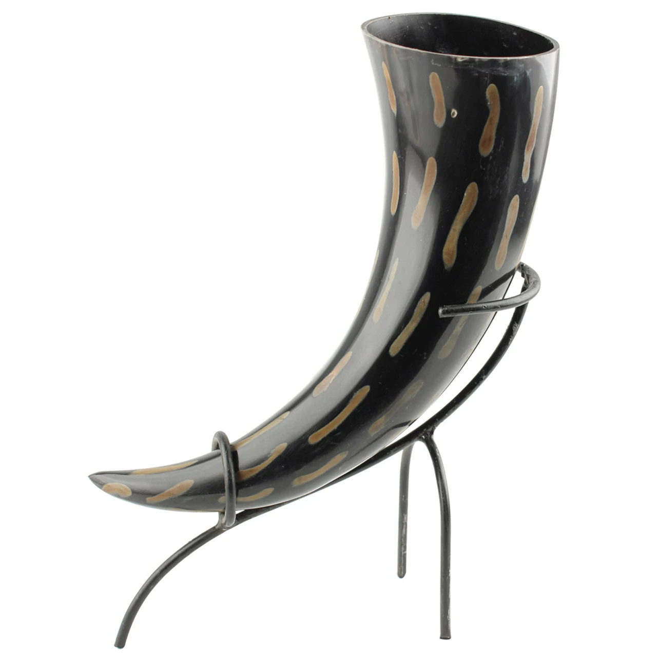 Fire Burned Medieval Drinking Horn With Metal Stand 5 Fire Burned Medieval Drinking Horn With Metal Stand - Image 3